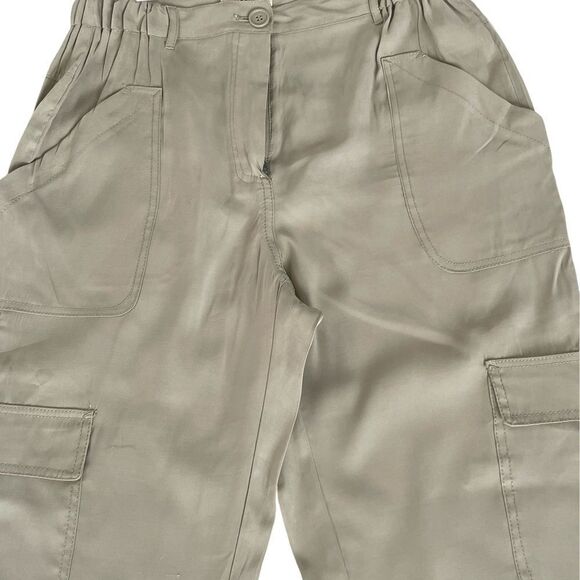 Max Studio- Cargo pants with button ankle. Size: Large Color: Sage - Picture 3 of 13